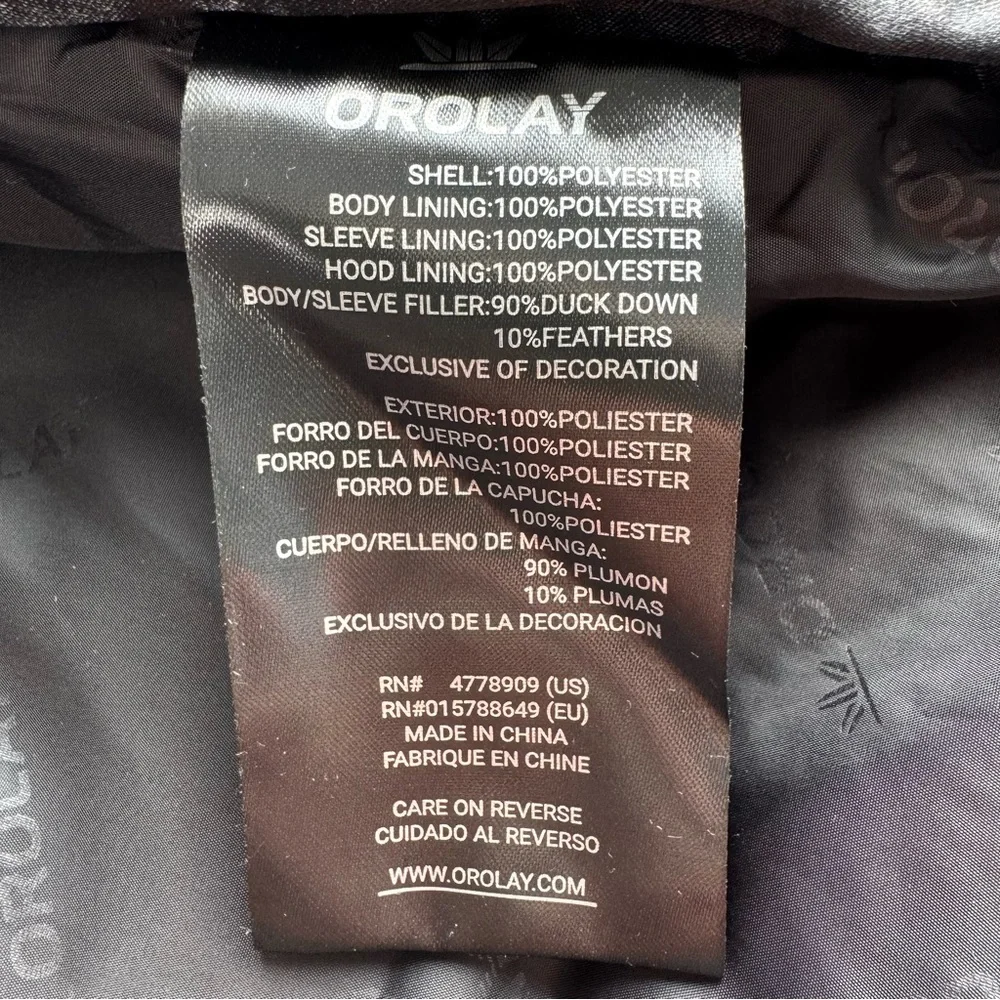 OROLAY‎ Thickened Down Coat XS Black Puffer Hooded Utility Jacket Outdoor Casual